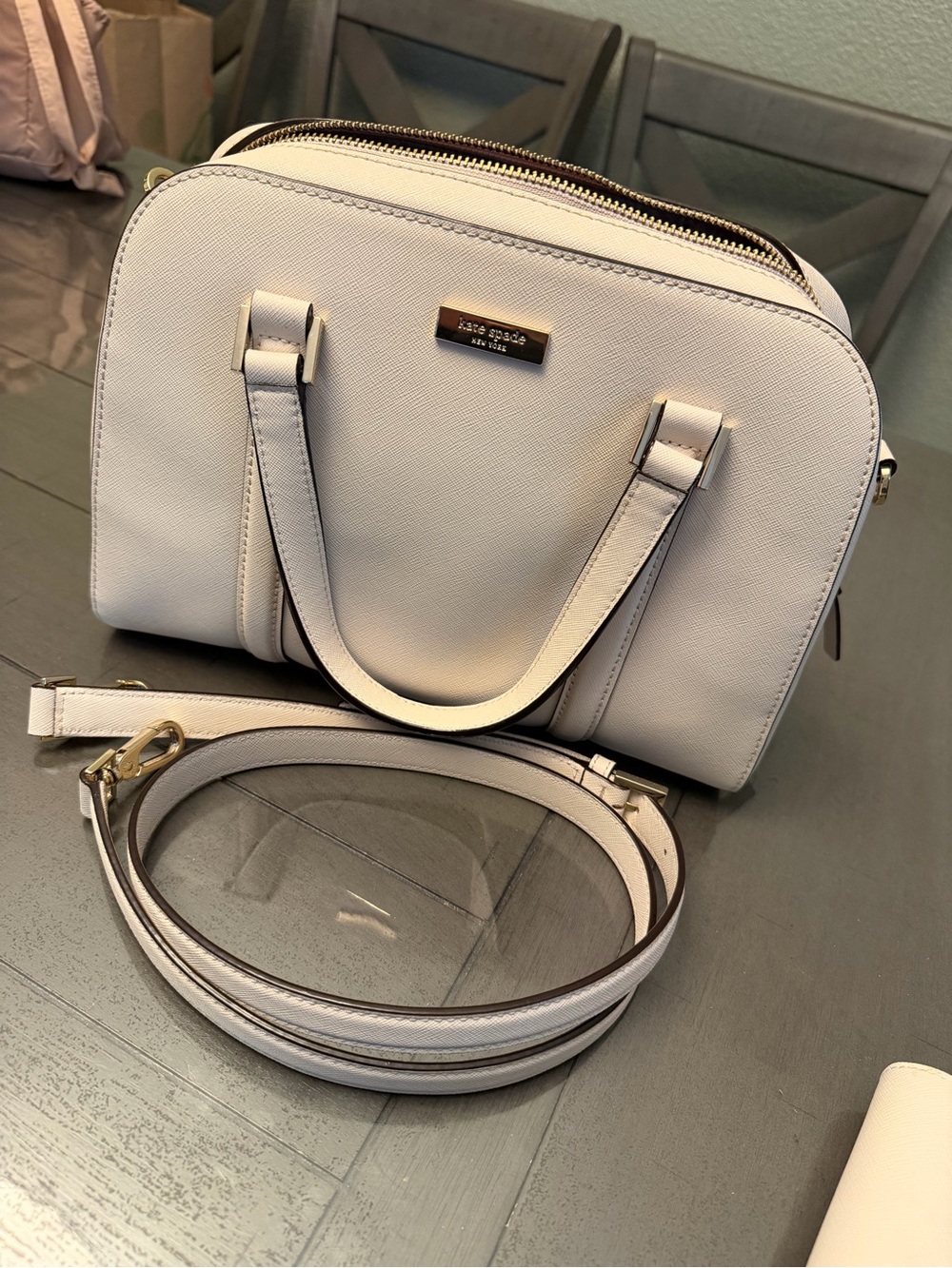 kate spade Cream Saffiano Dome Crossbody Satchel